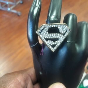 Gold plated cubic zirconia Superman ring